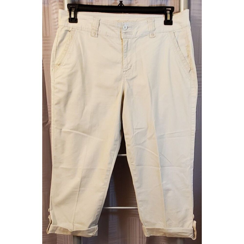 Gloria Vanderbilt Tan Size 8 Cuffed Utility Capri Beige Zip Up Slimming Effect